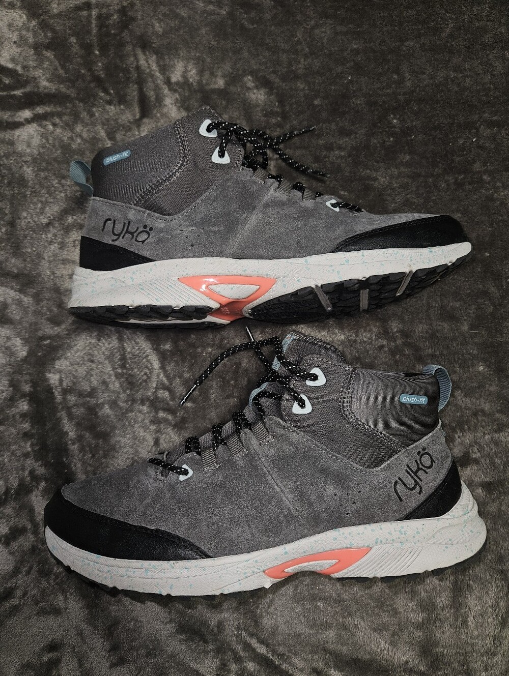 Ryka Women Simmit Mid Grey Suede Athletic Hiking Shoes 10 Trail Outdoors Granola